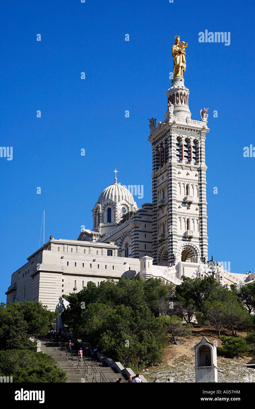 Basilica Notre Dame de la Garde a Marsiglia, Francia. Foto Stock