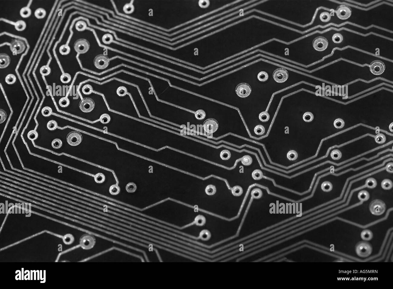 Retro della scheda madre del computer in bianco e nero Foto Stock