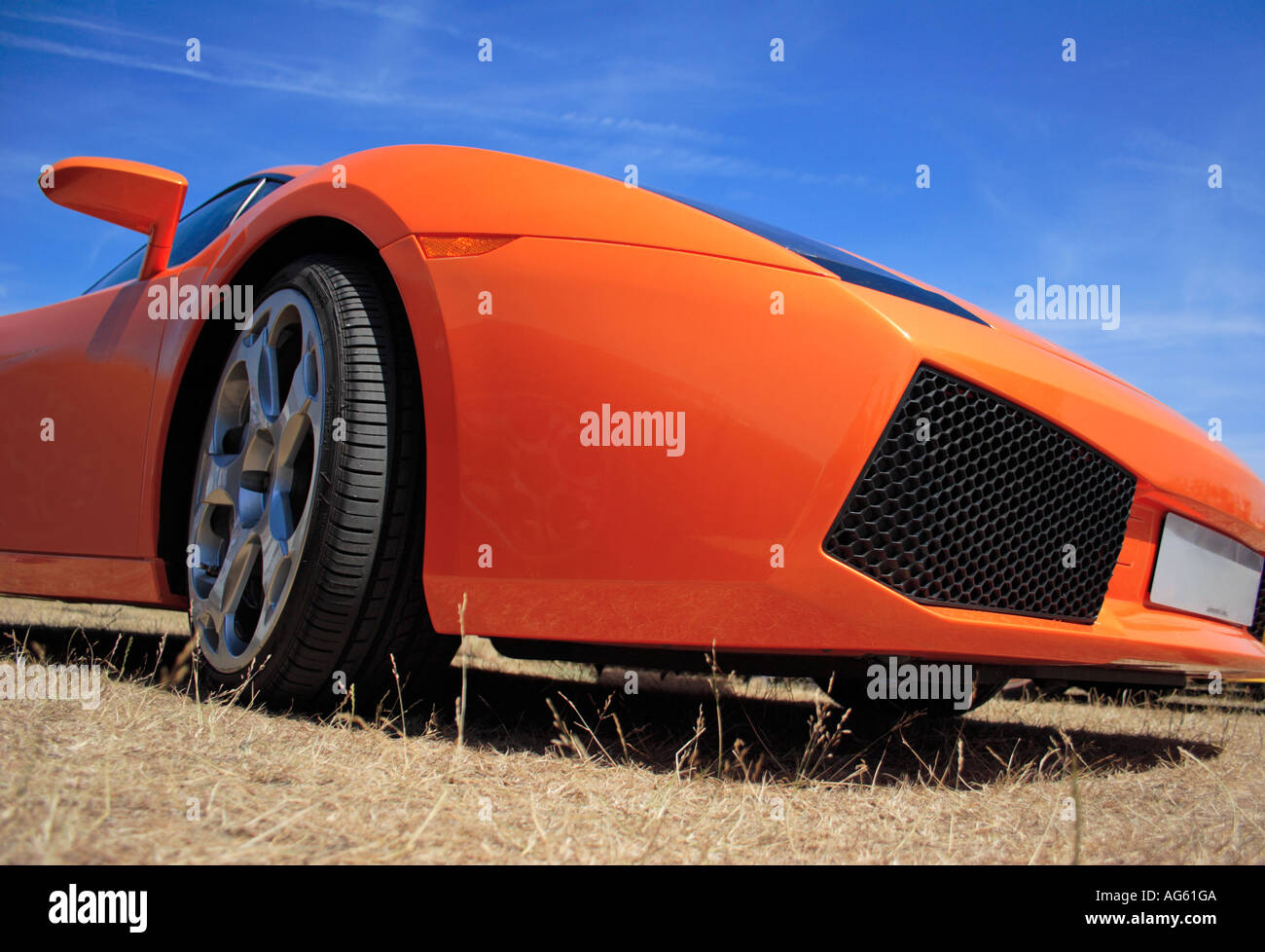 Close up di orange Lamborghini Gallardo Foto Stock