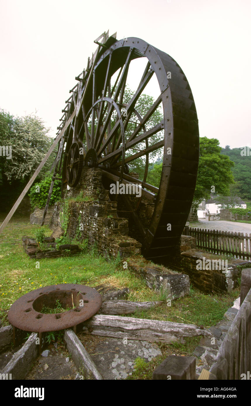 Devon Morwellham Quay waterwheel di grandi dimensioni Foto Stock