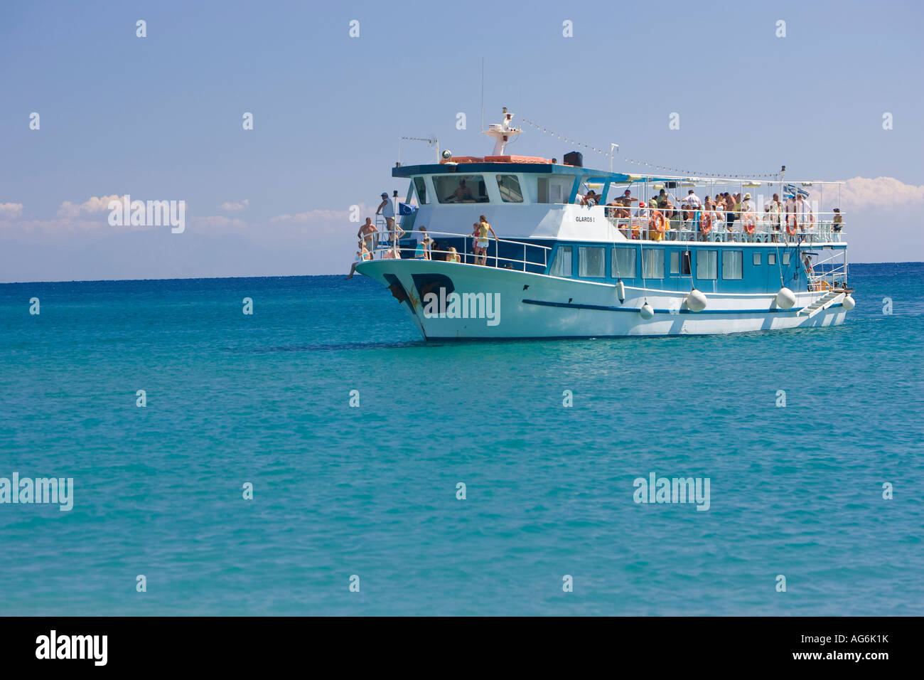 Stegna beach un ex villaggio di pescatori sulla costa mediterranea di Rodi Foto Stock