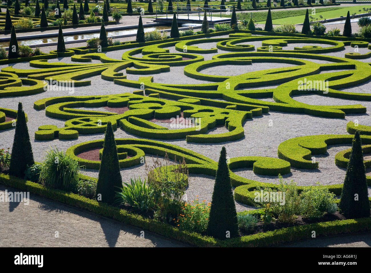 Lo stile barocco giardino a Castello Frederiksborg Foto Stock