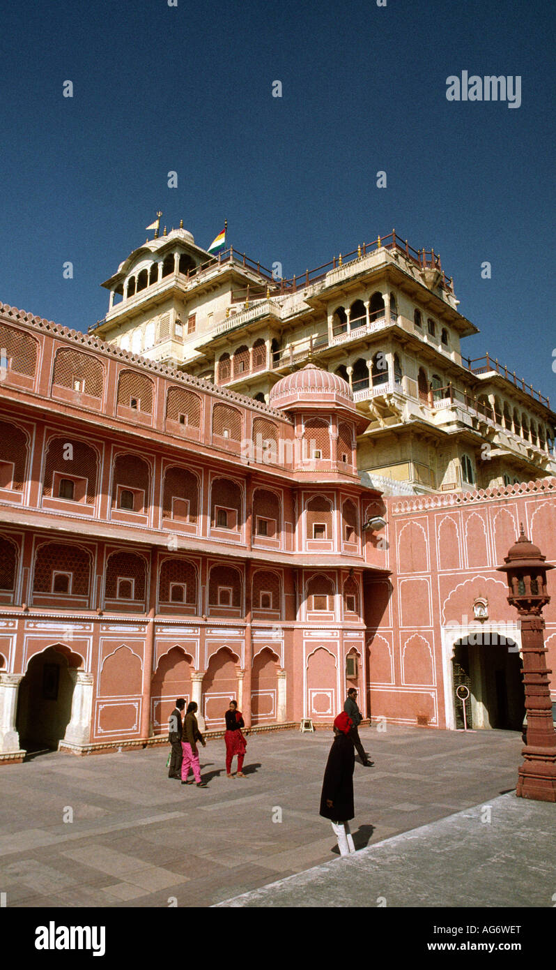 India Rajasthan Jaipur City Palace Chandra Mahal Foto Stock
