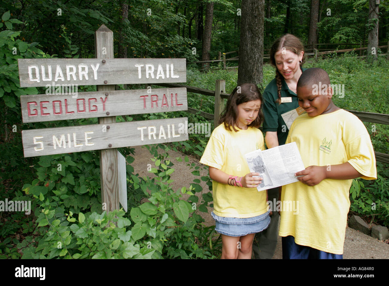 Birmingham Alabama, Ruffner Mountain, Nature Centre, centro, naturalista, segno, logo, studenti istruzione studenti alunni, mappa, visitatori viaggio verso Foto Stock