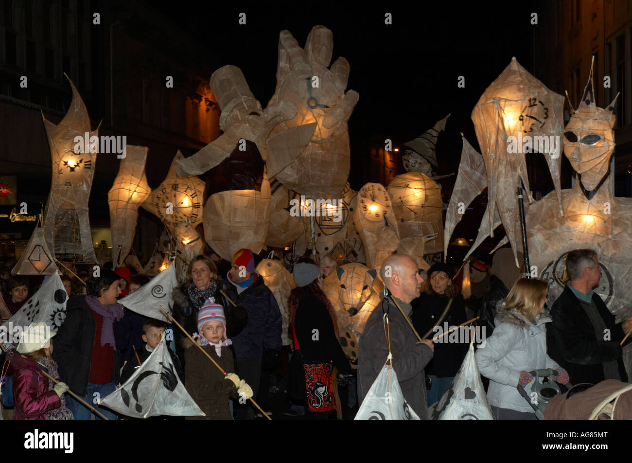 La combustione degli orologi si svolge ogni anno il giorno più corto (solstizio d'inverno). La giornata è celebrata da una processione a Foto Stock