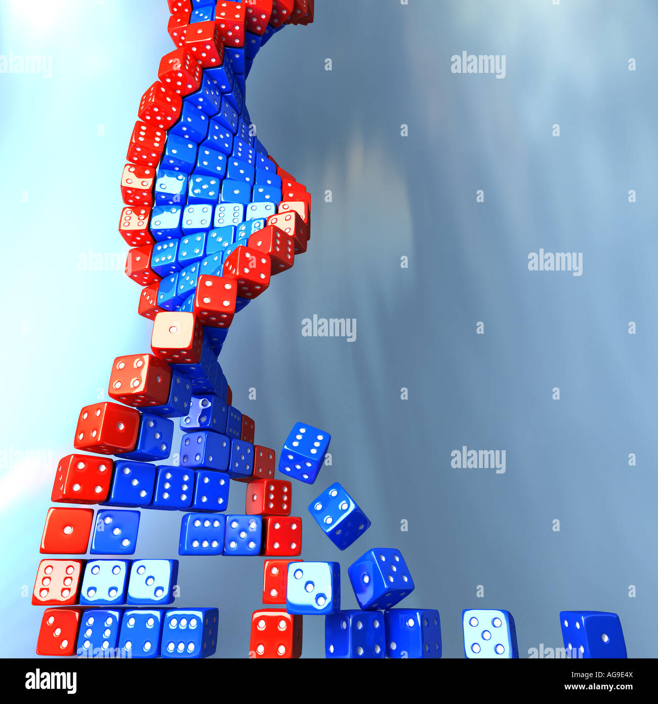 Fatta di DNA del gioco di dadi. Scienza concettuale 3d illustrazione Foto Stock