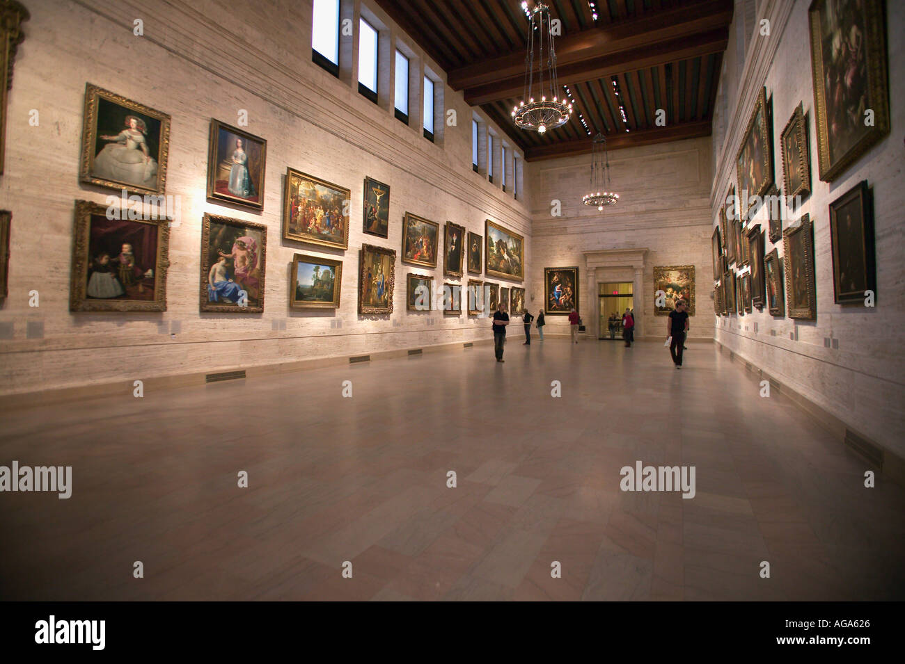 Europea di pittura di olio visualizzare hall presso il Museo delle Belle Arti di Boston MA Foto Stock