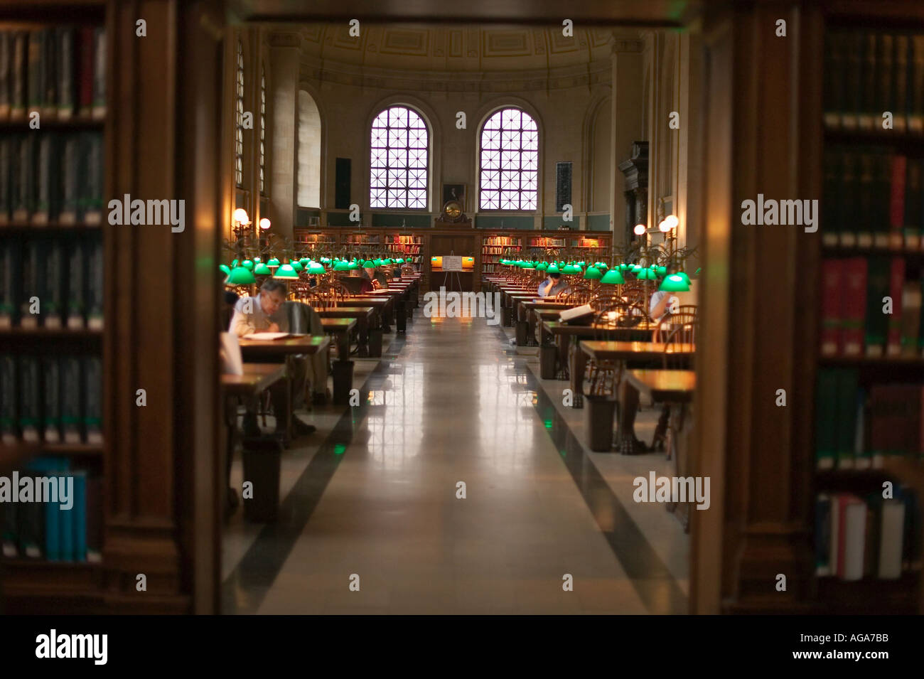 Bates Hall sala lettura in Boston Public Library a Copley Square Boston MA Foto Stock