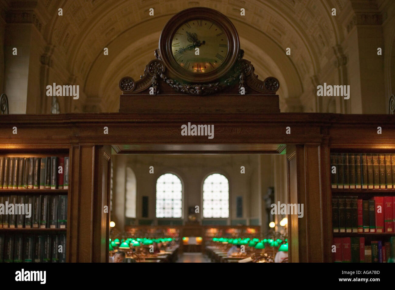 Bates Hall sala lettura in Boston Public Library a Copley Square Boston MA Foto Stock