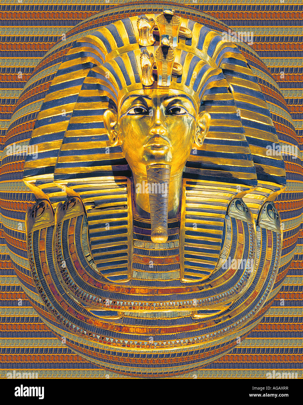 Maschera di oro da King Tut della tomba Museo del Cairo, Egitto Foto Stock