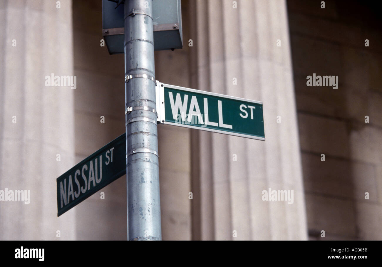 Wall Street segno New York Foto Stock