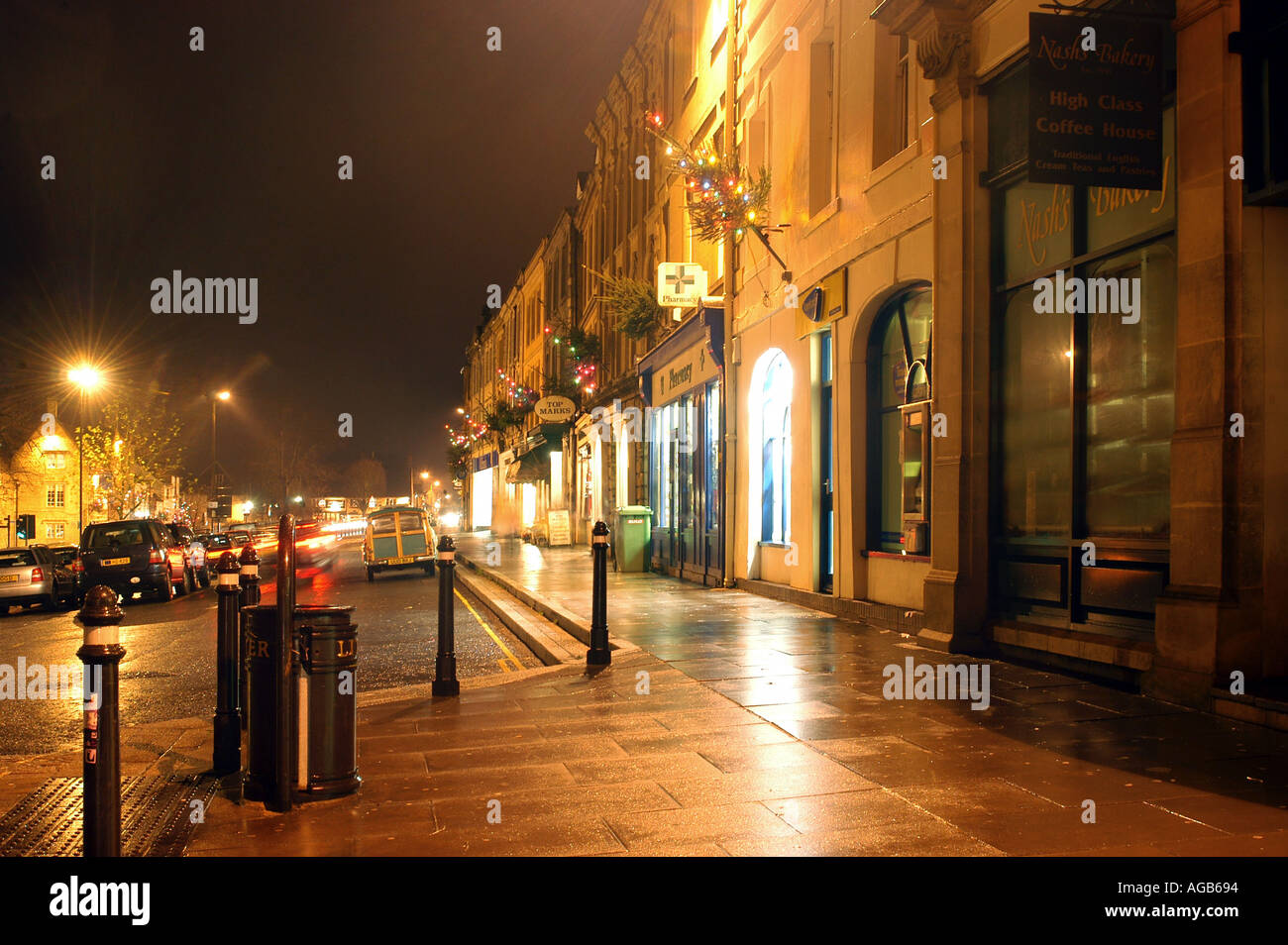 Le luci di Natale a Chipping Norton High Street Foto Stock