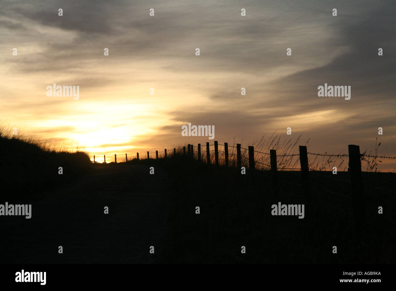 Novembre tramonto in Uffington, Oxfordshire. Foto Stock