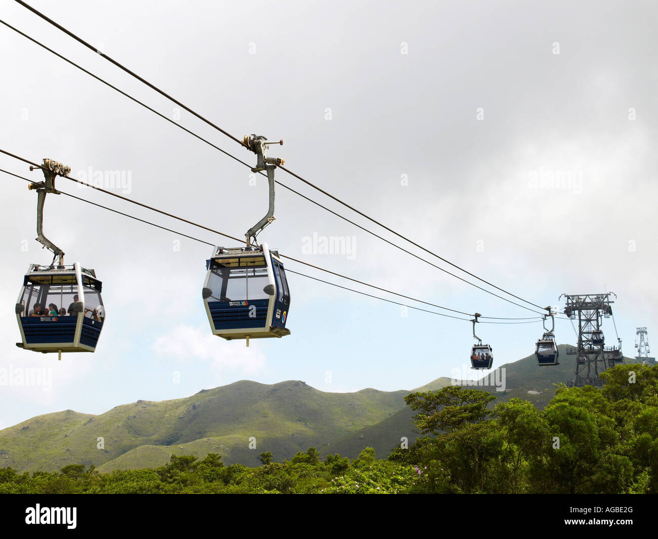 Cina, Hong Kong, l'Isola di Lantau, funivie Foto Stock
