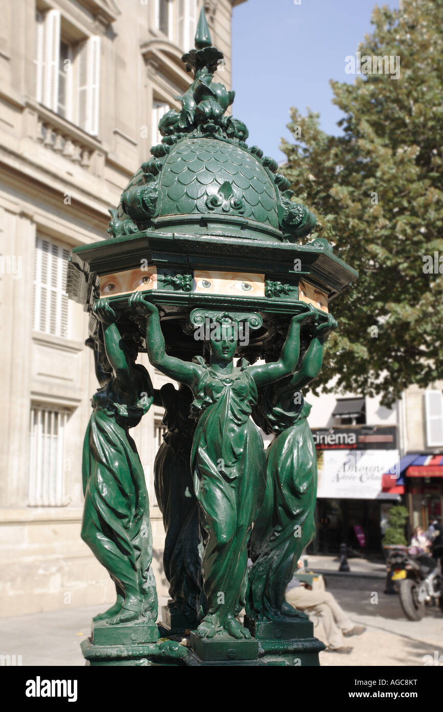 Wallace Fountain, Parigi, Francia Foto Stock