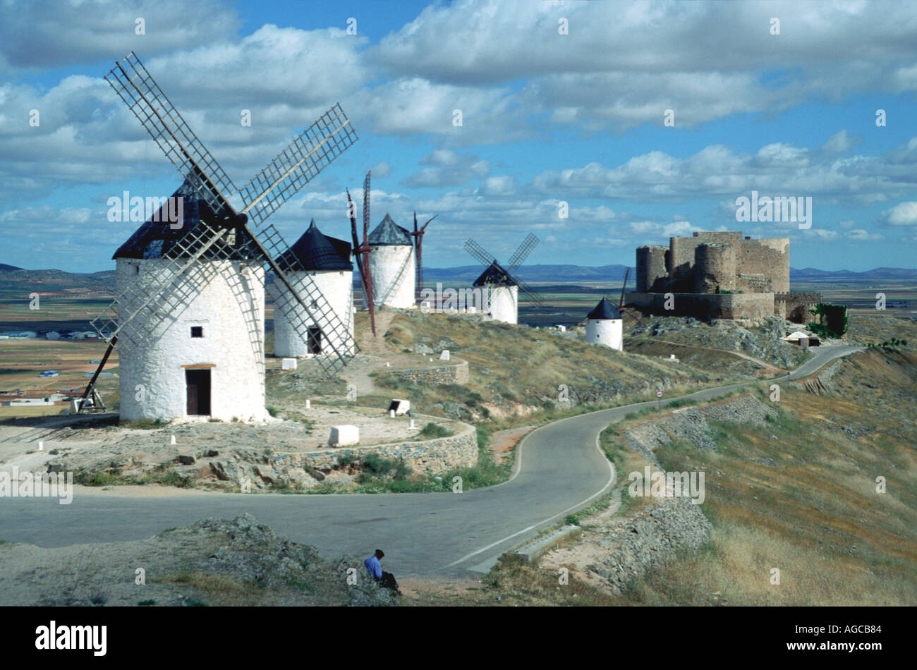 Europa Spagna mulini a vento Castilla LaMancha Consuegra Don Chisciotte Foto Stock