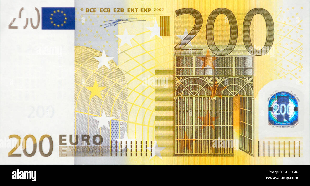200 banconota in Euro parte anteriore Foto Stock