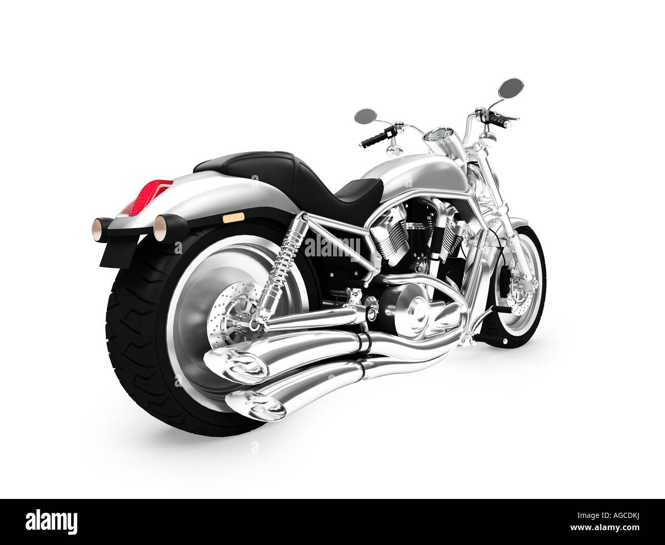Motociclo isolato vista posteriore Foto Stock