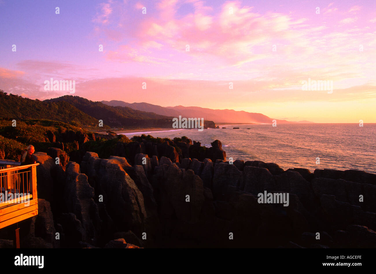 Pancake rocks a Punakiki vicino a Greymouth in Nuova Zelanda Foto Stock