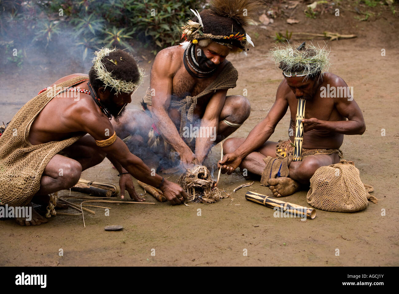 Messa a fuoco, Huli tribù, Papua Nuova Guinea Foto Stock