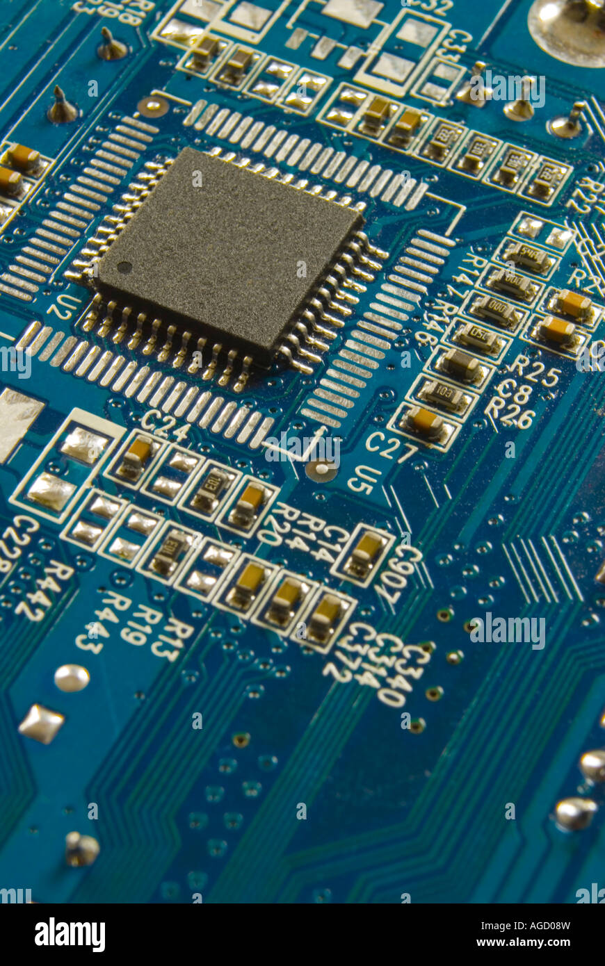 Scheda di circuito dettaglio dal computer scheda video Foto Stock