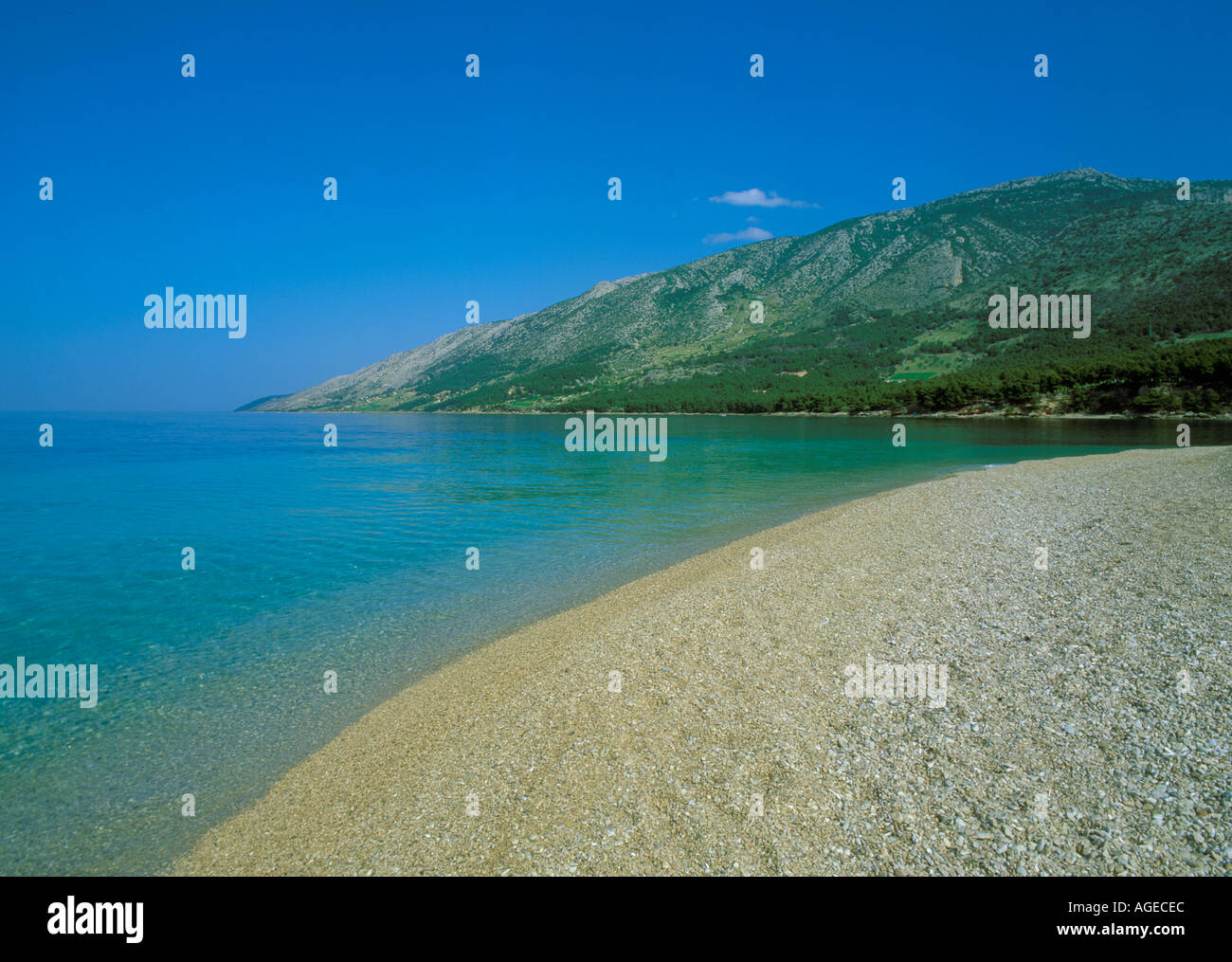 Croazia Isola di Brac Zlatni Rat Golden Cape spiaggia nei pressi di Bol Foto Stock