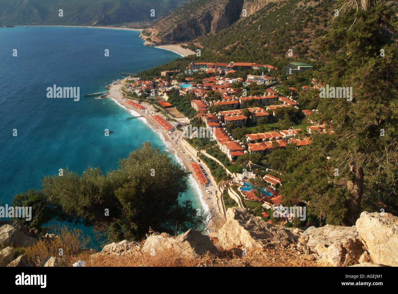 Lykia World Resort e la costa Stretching Per Olu Deniz, Olu Deniz, vicino a Dalaman, Turchia, Europa Foto Stock