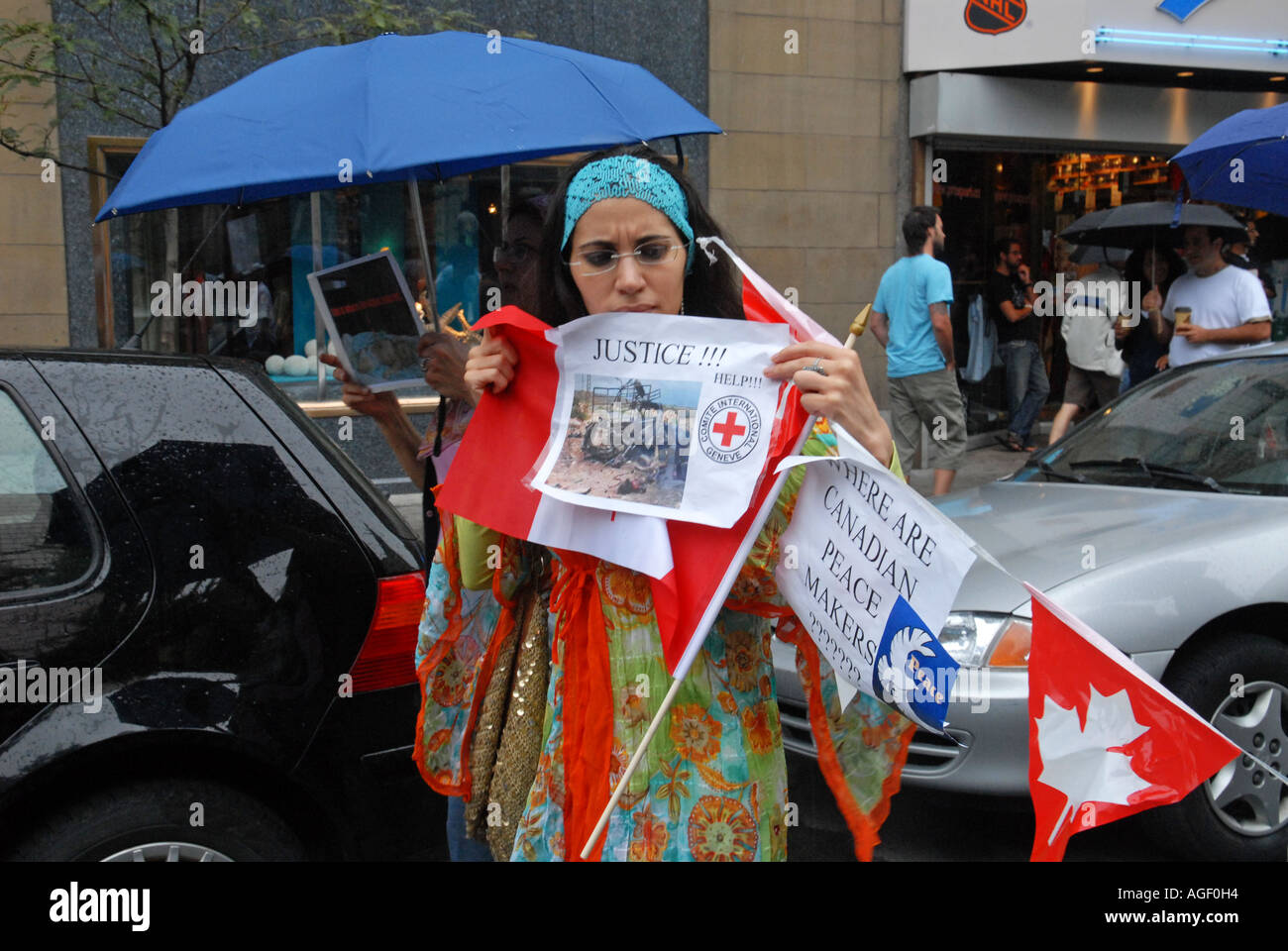 Manifestazione contro l'attacco di Israele in Libano Quebec Montreal Canada Luglio 22 2006 Foto Stock