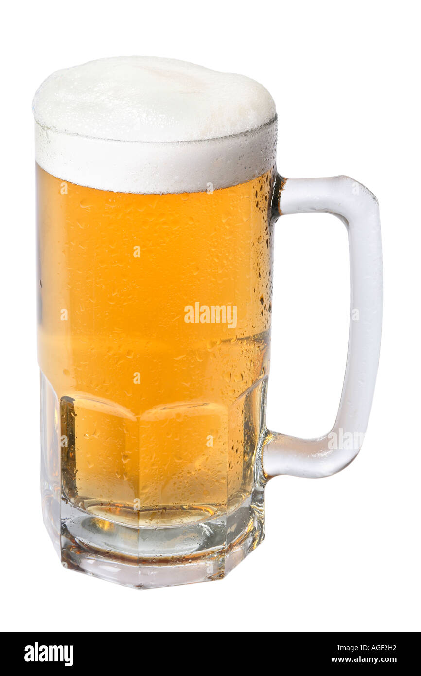 Boccale di birra con schiuma Foto Stock