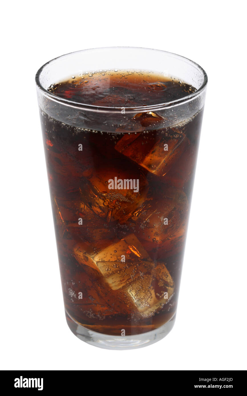 Bicchiere di Coca Cola con ghiaccio Foto Stock
