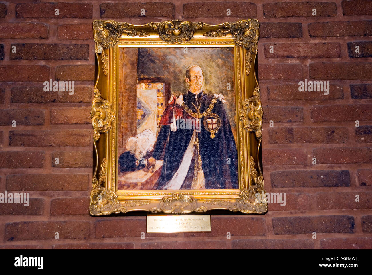 Foto di S.A.R. appeso all'interno di un massone masonic lodge Foto Stock