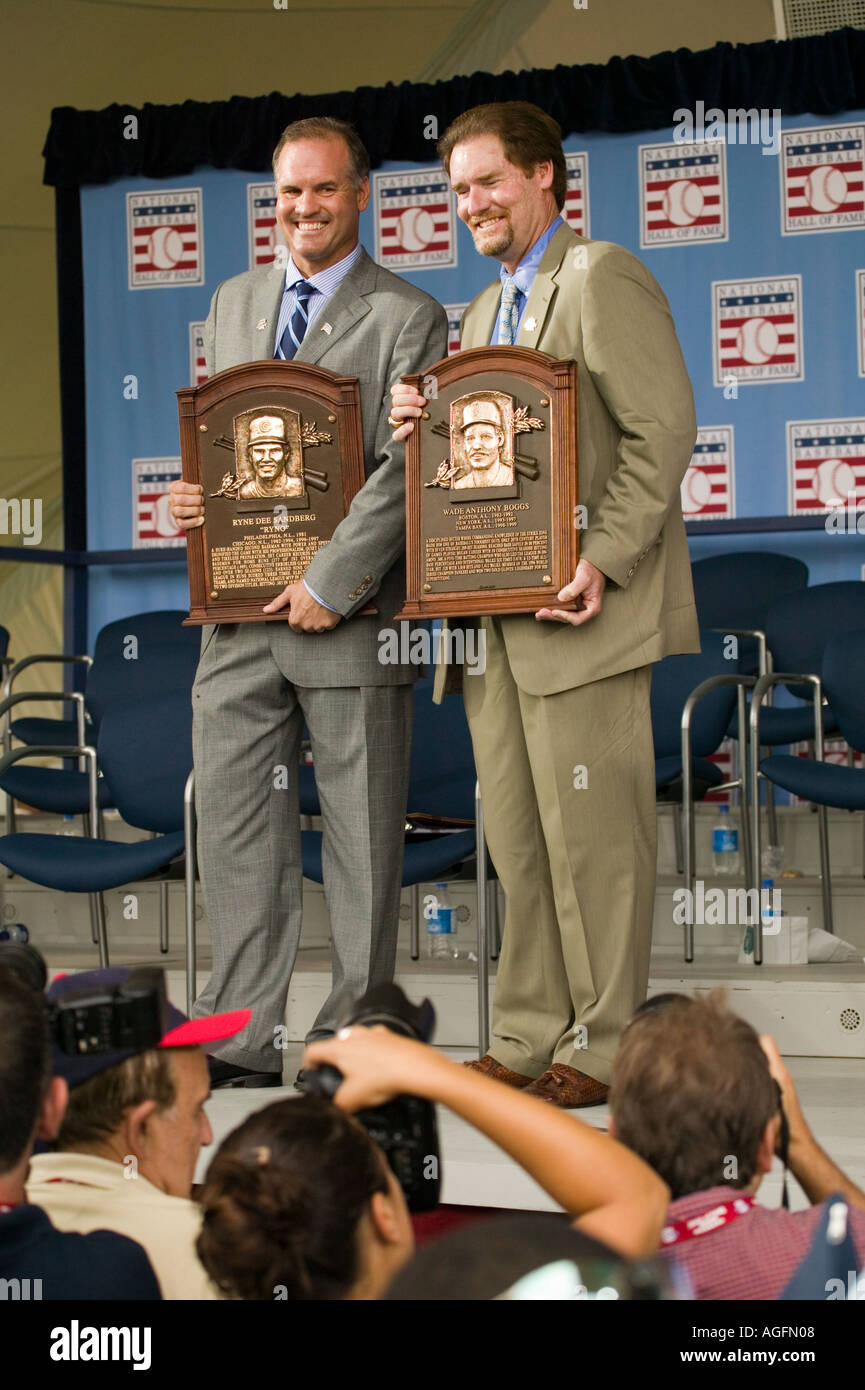 Wade Boggs e Ryne Sandberg introdotto nel Baseball Hall of Fame Cooperstown New York 2005 Foto Stock