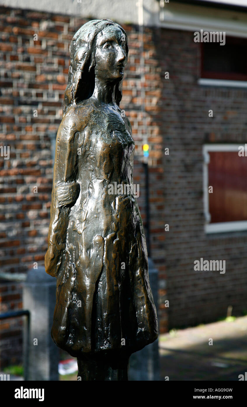 La casa di Anna Frank statua Amsterdam Olanda Foto Stock