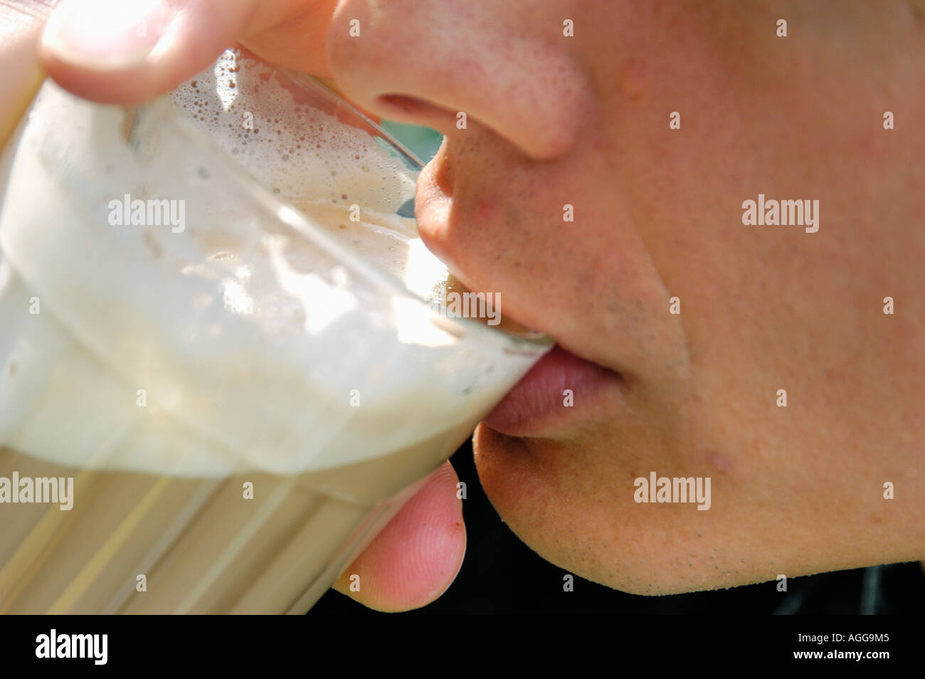 Café au lait (Caffellatte), caffè con latte scremato Foto Stock