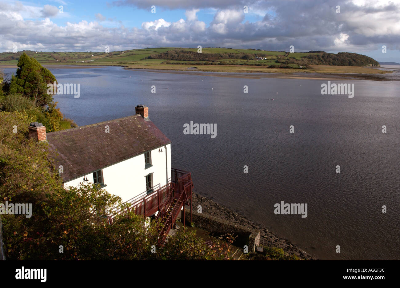 Il Boat House è stata l'ultima dimora del poeta e autore di Dylan Thomas e sua moglie Caitlin in Laugharne Carmarthenshire Wales UK Foto Stock