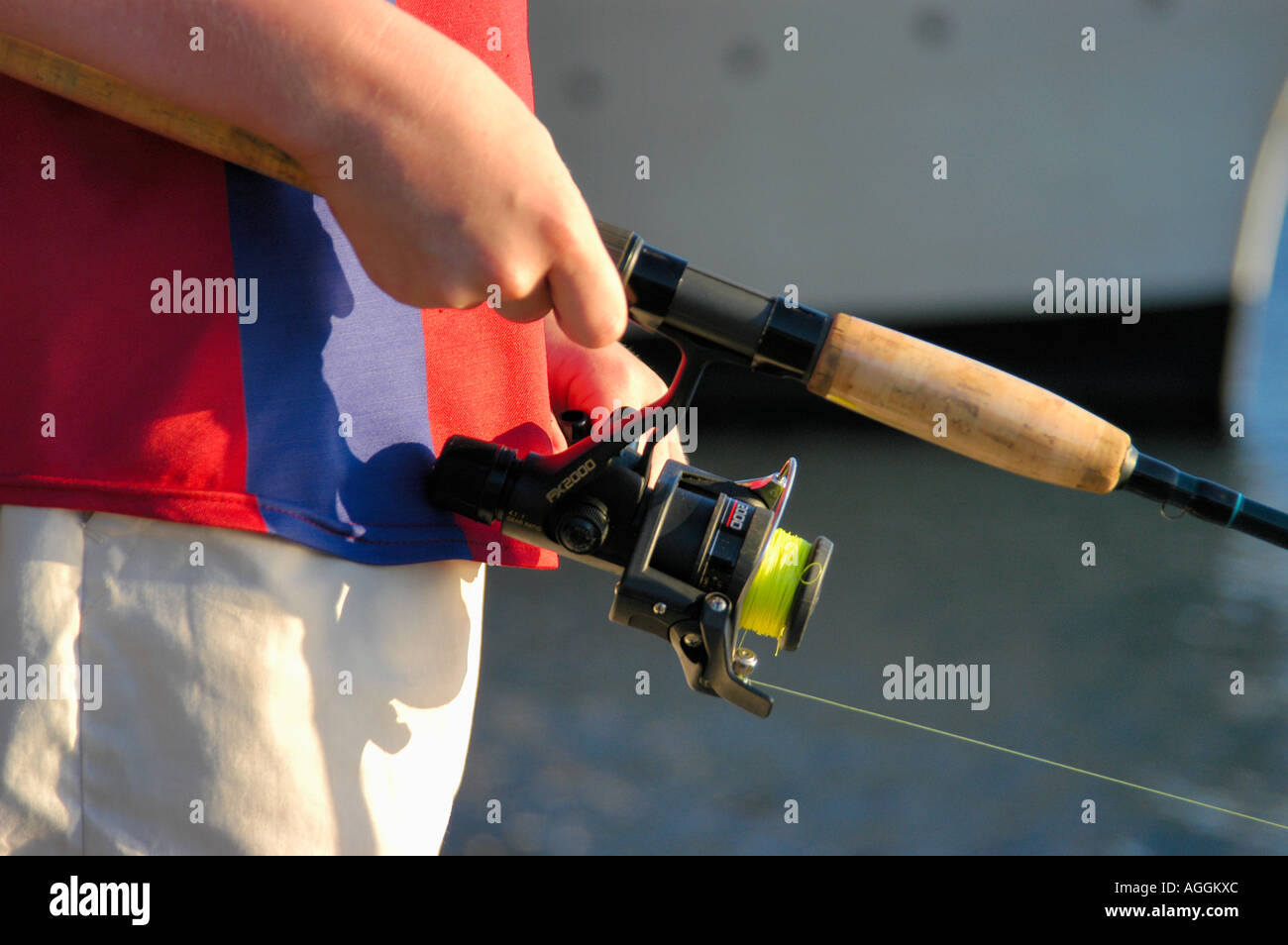 Dettaglio della canna da pesca, Stoccolma, Svezia Foto Stock