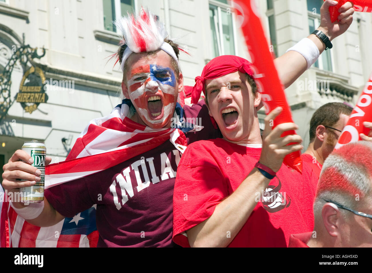 American soccer fans il tifo per gli Stati Uniti in Germania durante la Coppa del Mondo 2006 Foto Stock