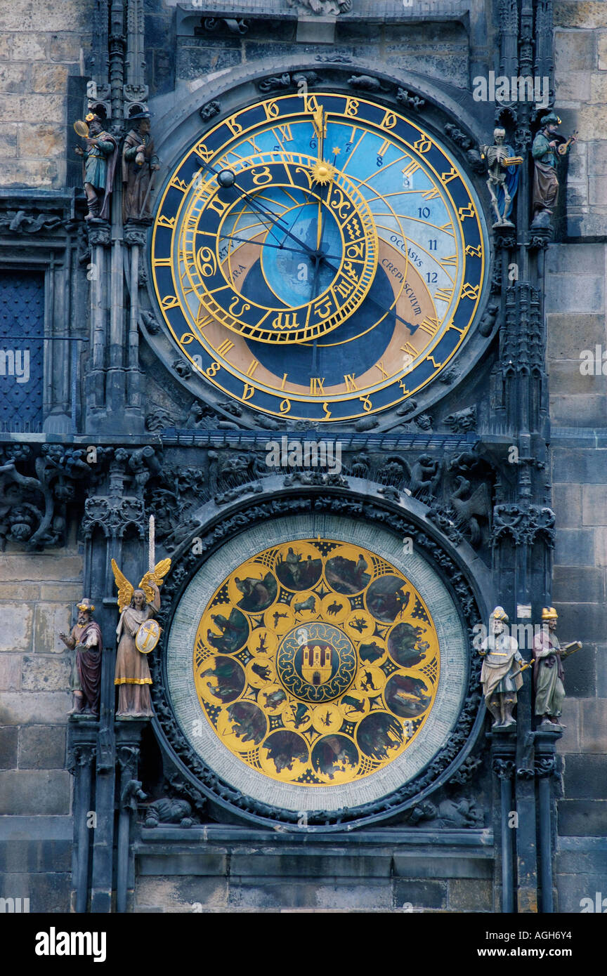 La precisione di un orologio astronomico, Città Vecchia, Praga, Repubblica Ceca Foto Stock