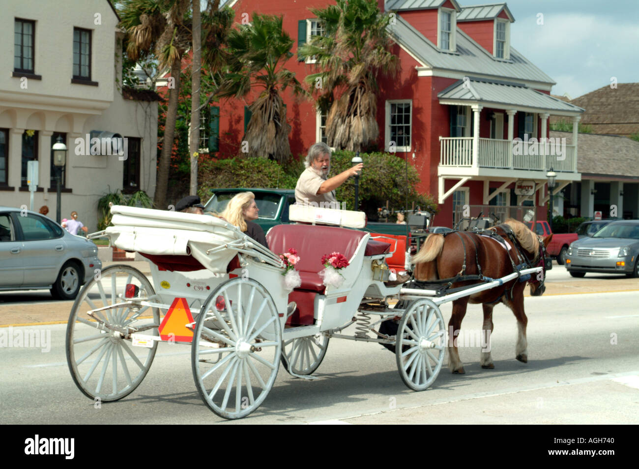 Sant'Agostino Florida fl USA carro trainato da cavalli su Avenida Menendez Foto Stock