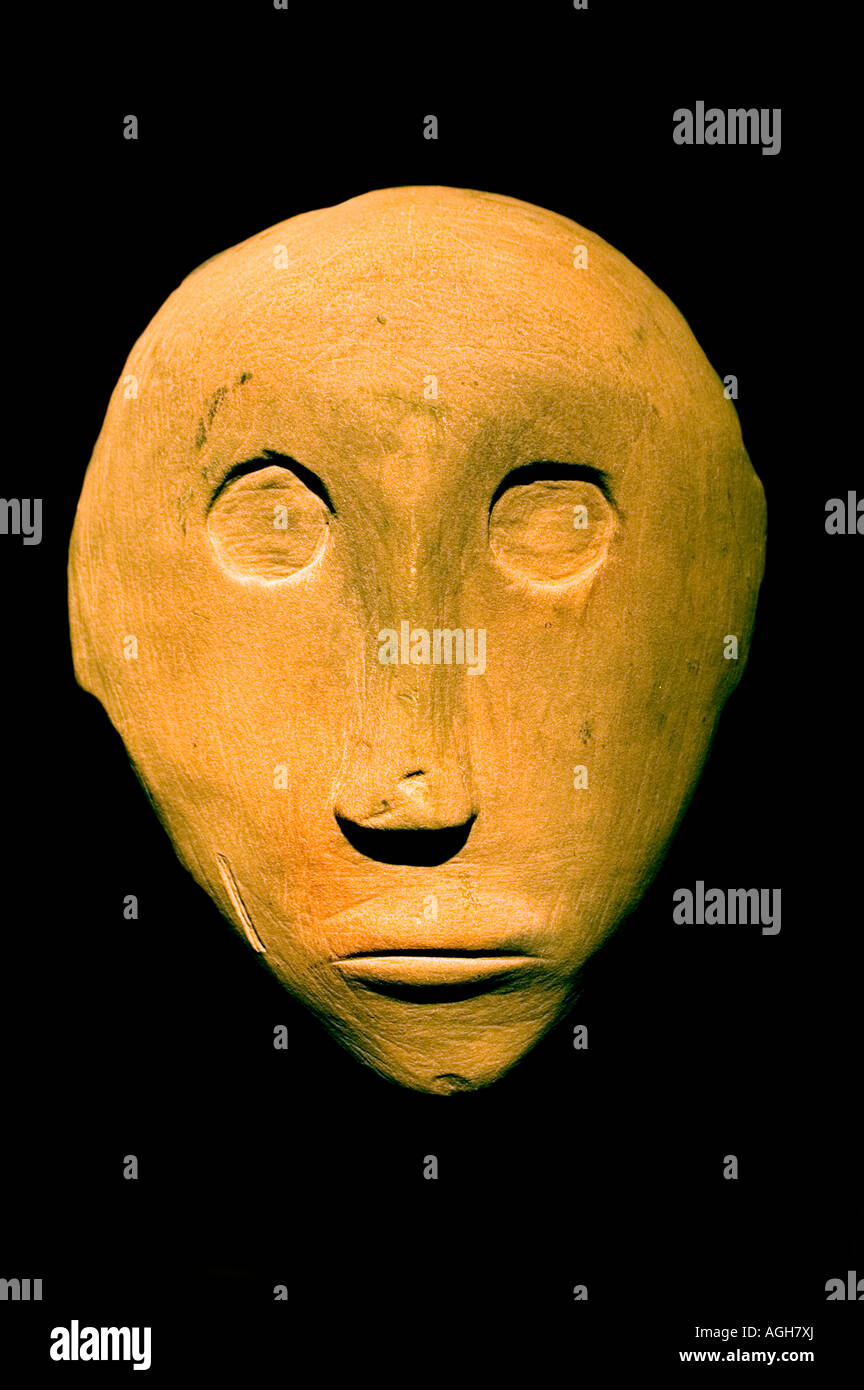 Preistoria degli Stati Uniti boschi orientale pietra maschera di sepoltura Mississippi cultura ca 1200 1700 BC Tipton County Tenessee Foto Stock