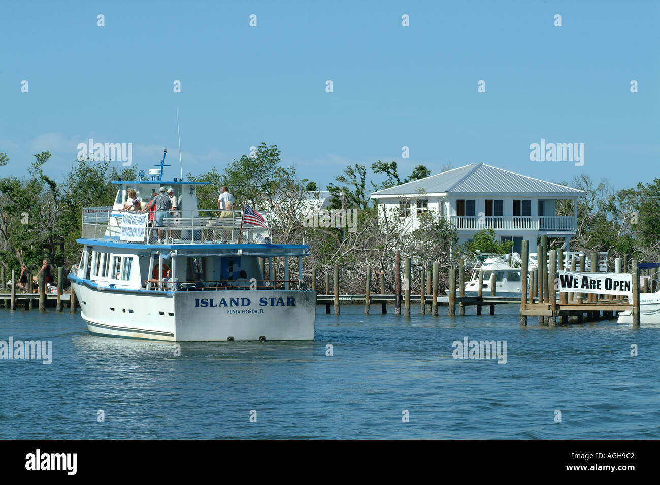 Isola Star Ferry a chiave di cavolo su Pine Island Sound SW Florida fl USA da Punta Gorda Foto Stock