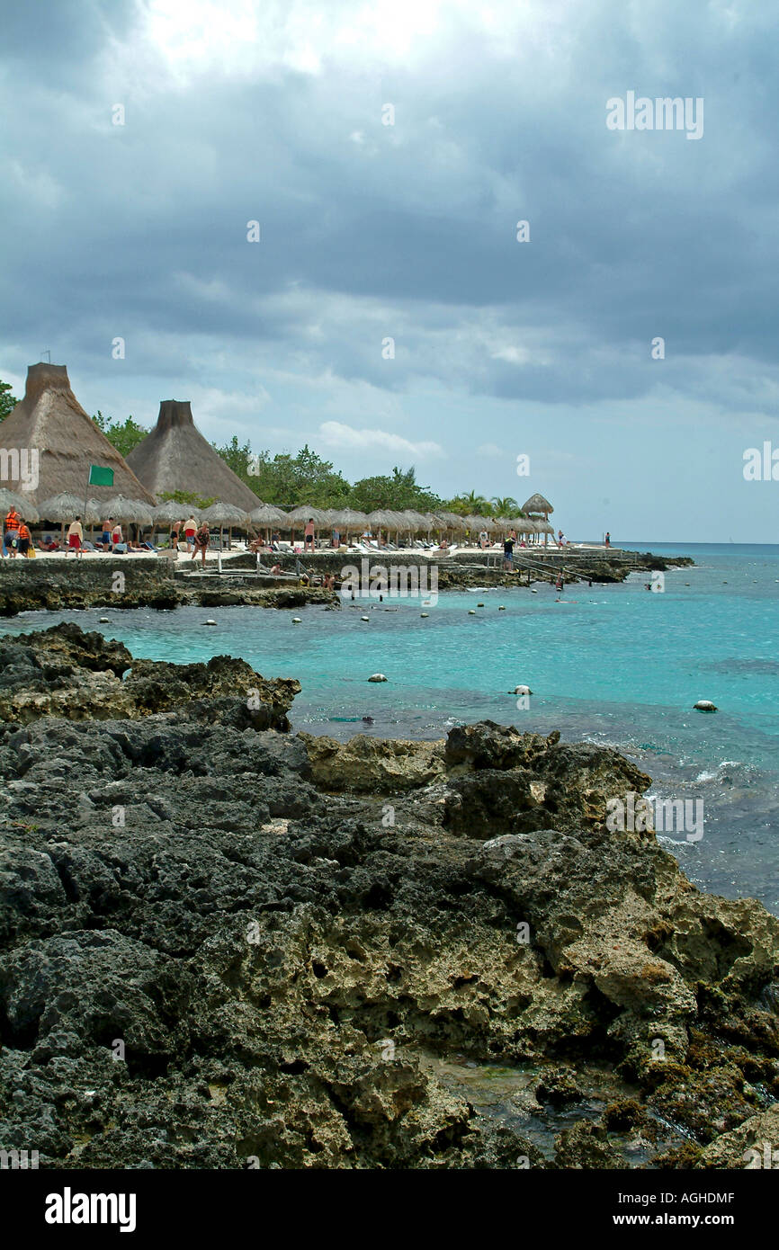 Messico Cozumel spiaggia rocciosa a Chankanaab National Park Foto Stock