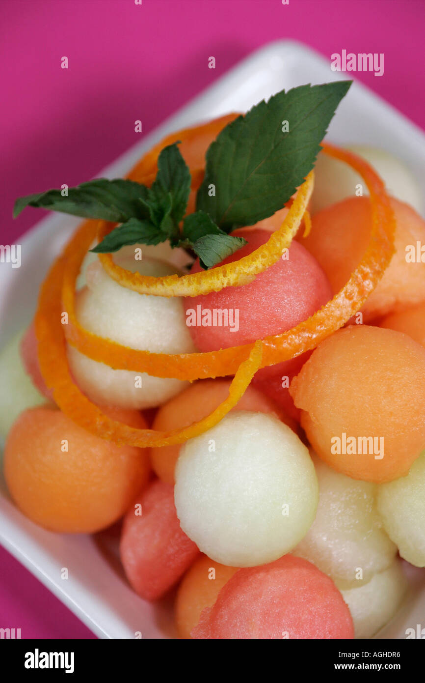 Melone dolce nel piatto vicino la vista in elevazione Foto Stock