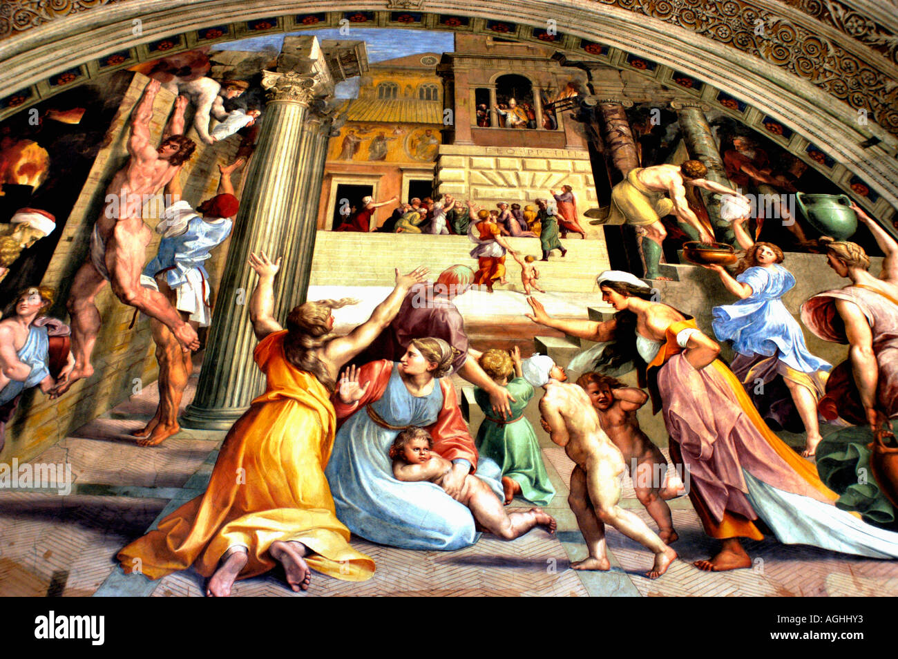 Pittura ad affresco, il Museo del Vaticano, Vaticano, Roma, Italia Foto Stock