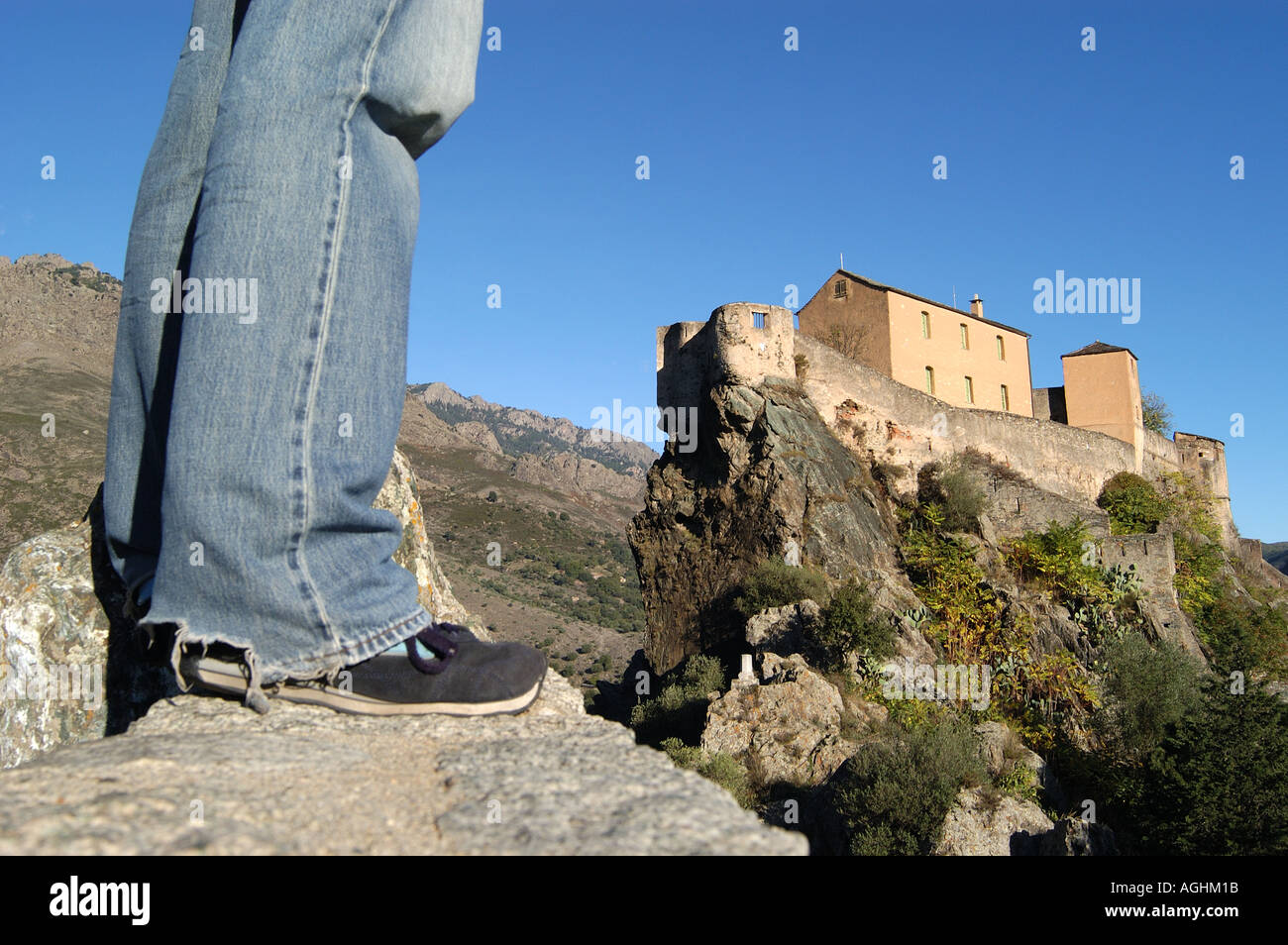 Tenendo Le Nid d Aigle della Cittadella Corte Corsica Foto Stock