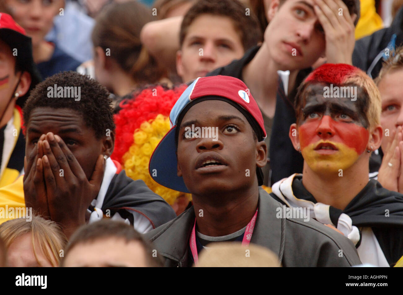 Il tedesco per gli appassionati di calcio alla Coppa del Mondo FIFA 2006, Berlino, Germania Foto Stock