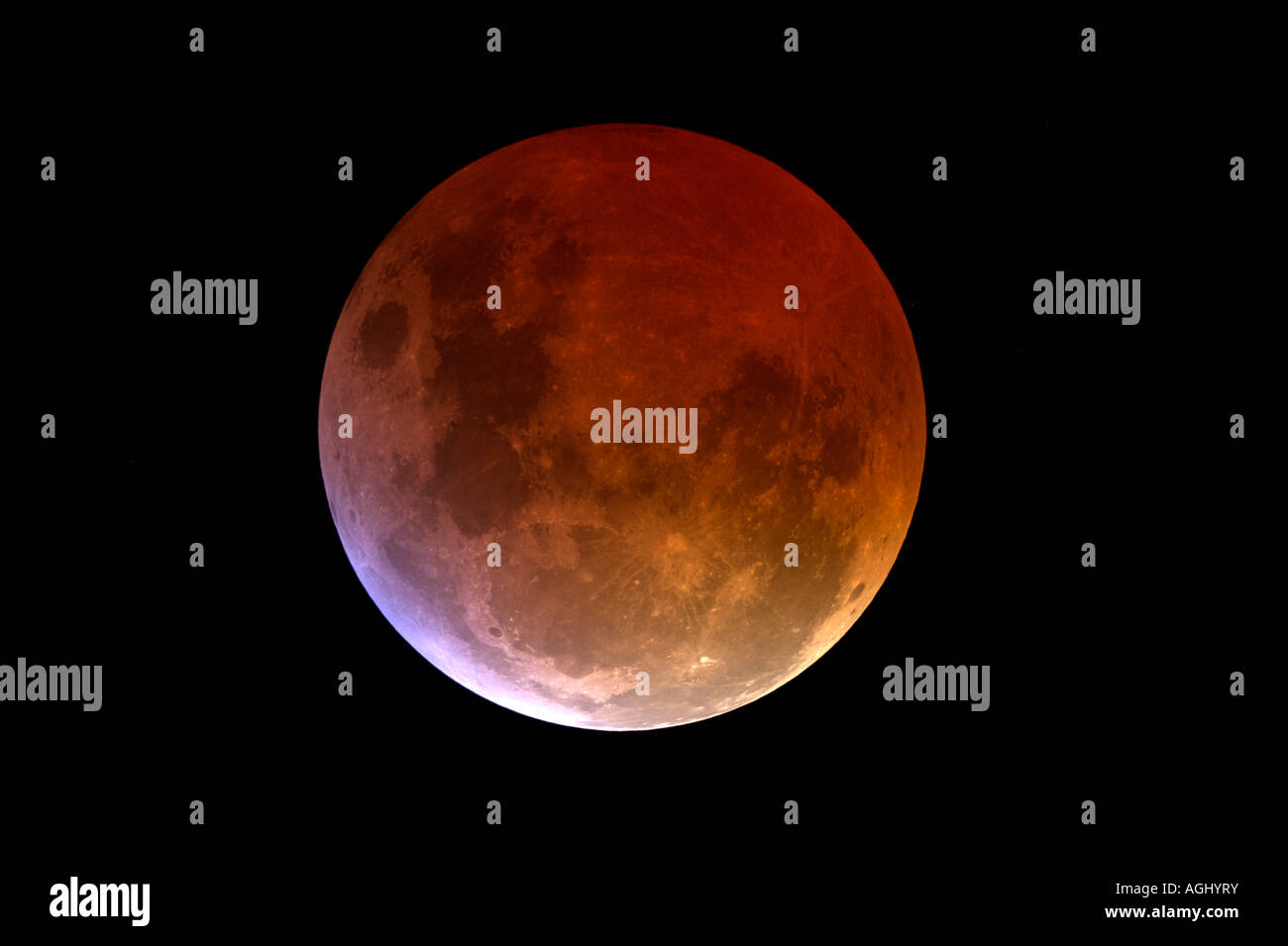 Immagine al telescopio di Lunar Eclipse Foto Stock