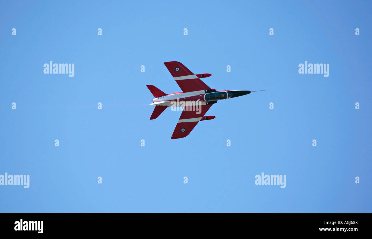Il Folland Gnat vola all'airshow di Shoreham, all'aeroporto di Shoreham, West Sussex, Inghilterra, Regno Unito Foto Stock