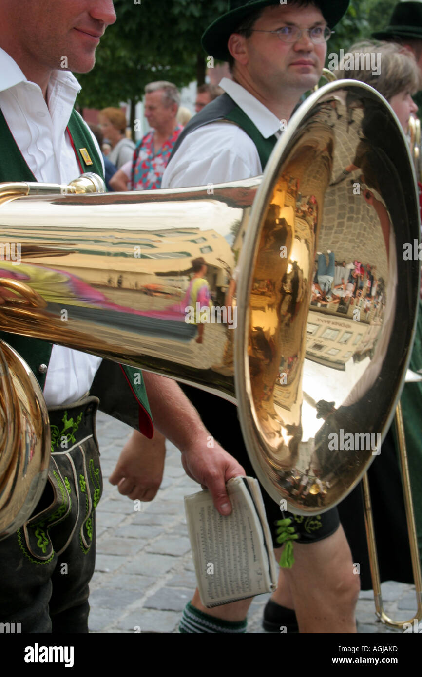Bavarian Brass Band Tubista Bad Toelz Baviera Germania Foto Stock