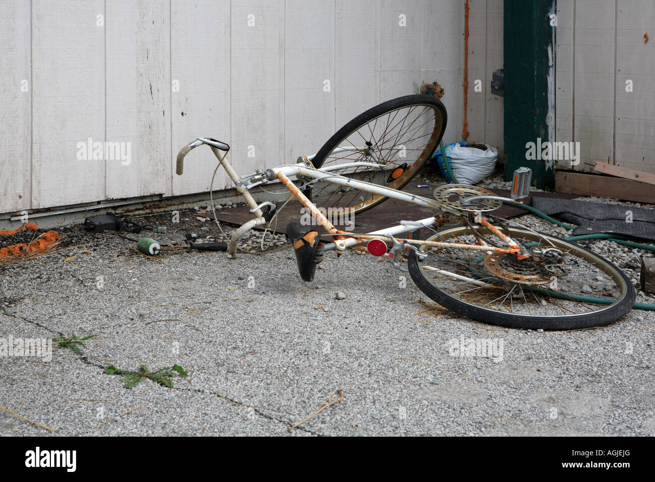 Abbandonato il percorso in bicicletta 66 Illinois Foto Stock